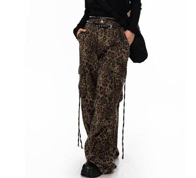 Wide-leg Leopard Print Jeans