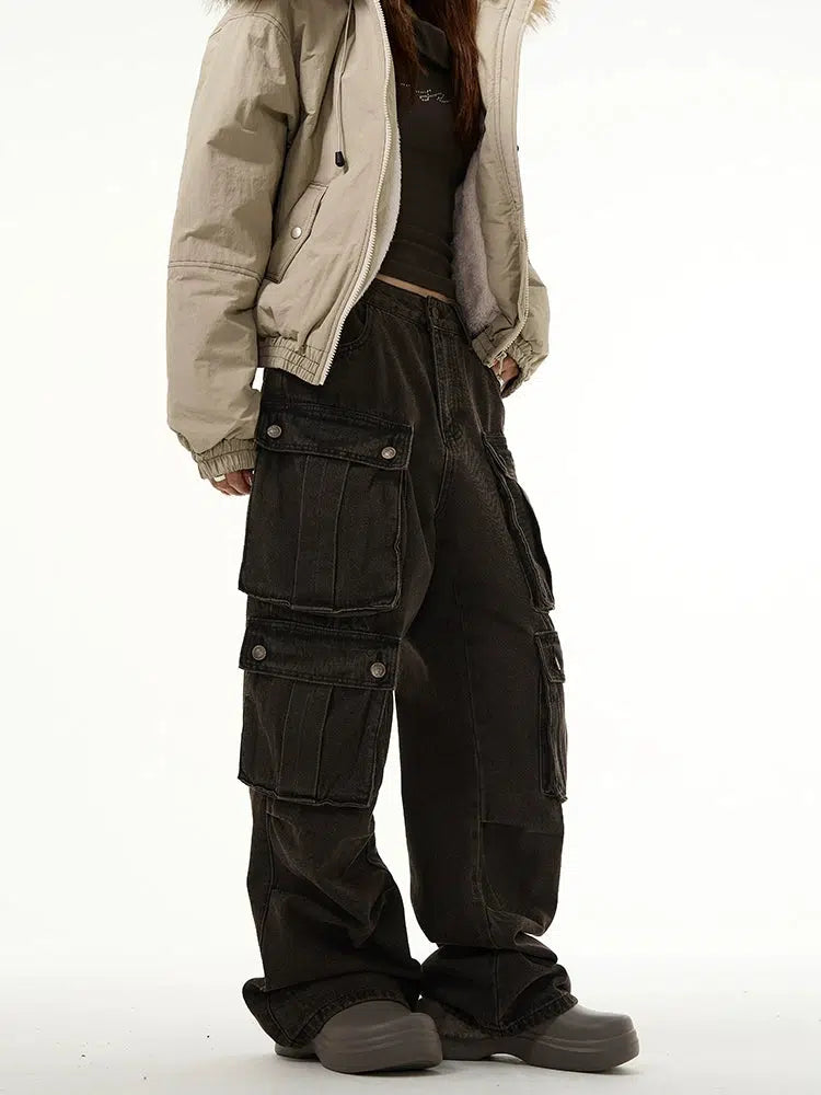 Wide-leg Multi-pocket Denim
