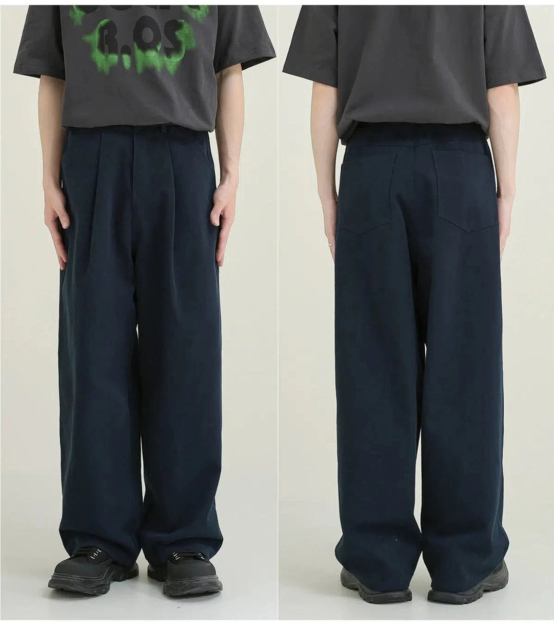 Wide-leg Pleated Pants