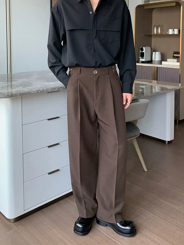 Wide-leg Pleated Suit Trousers