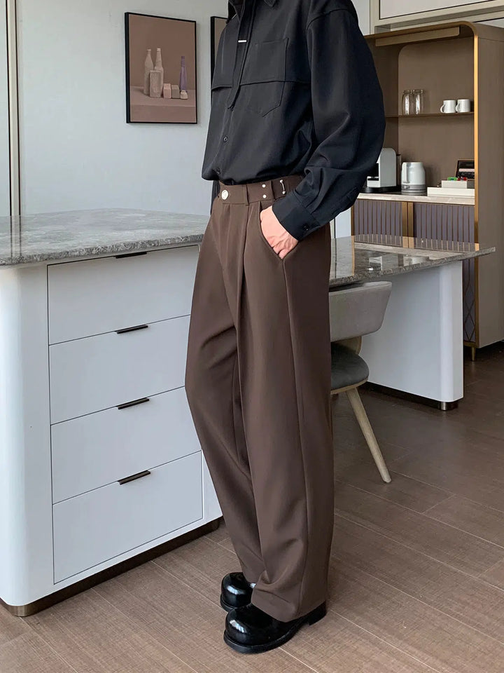 Wide-leg Pleated Suit Trousers