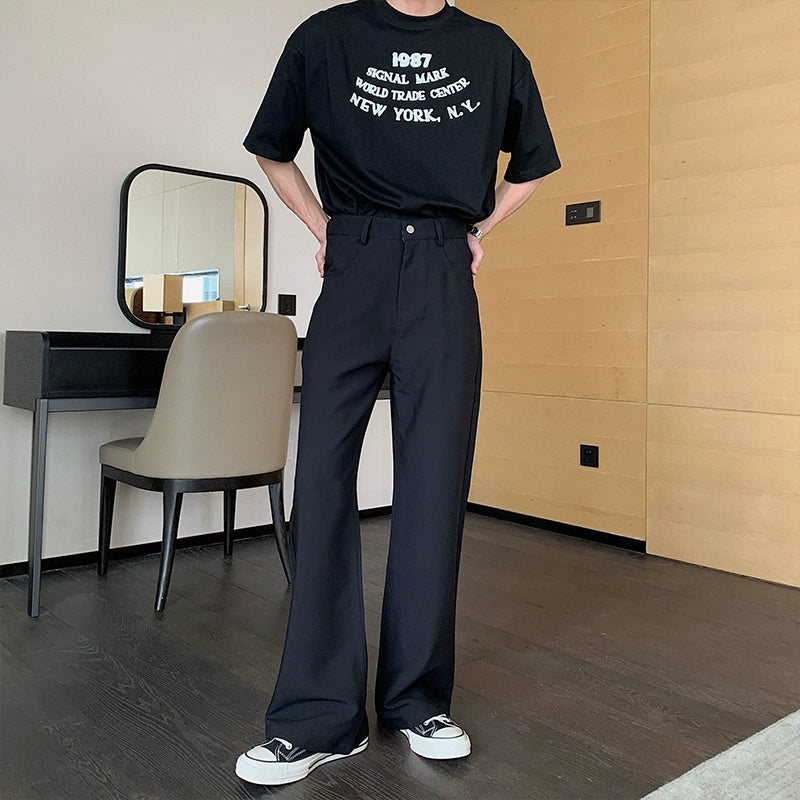 Wide-leg Straight Pleated Pants