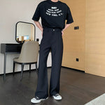 Wide-leg Straight Pleated Pants