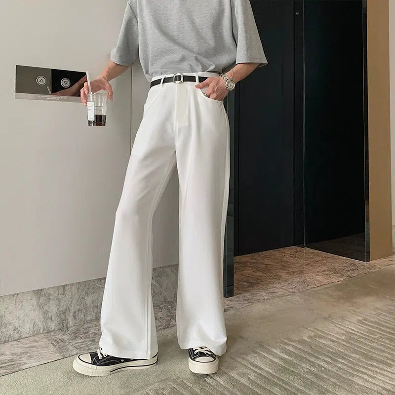 Wide-leg Straight Pleated Pants