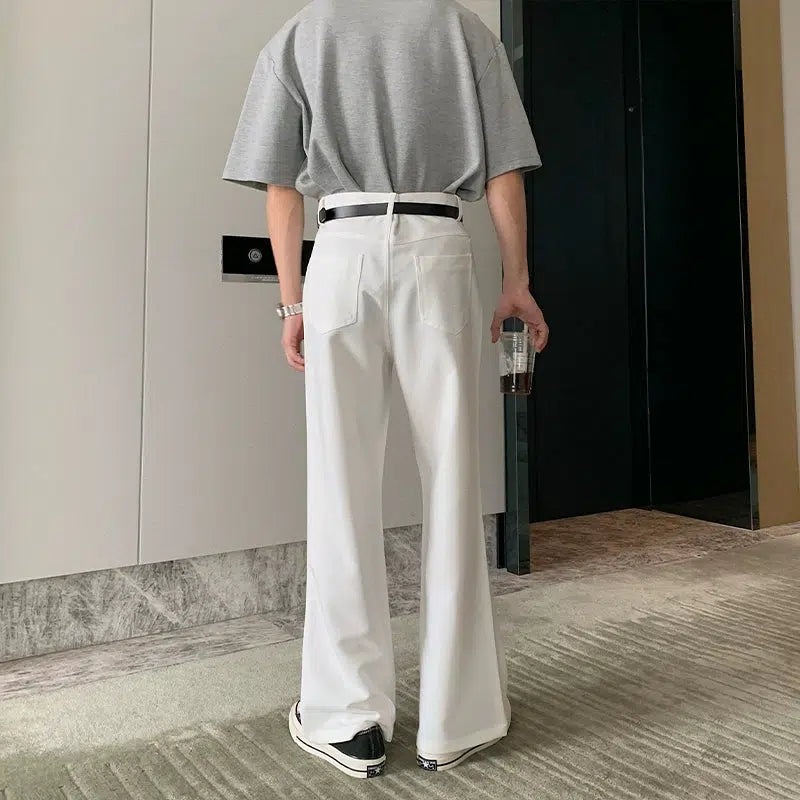 Wide-leg Straight Pleated Pants