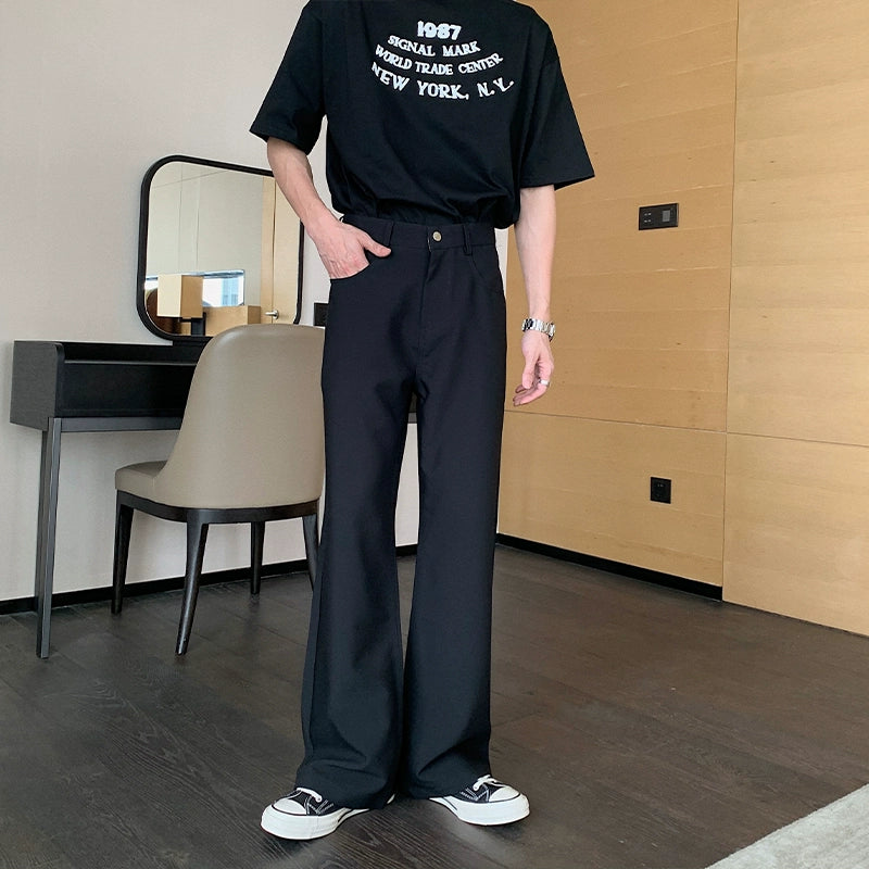 Wide-leg Straight Pleated Pants