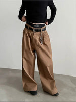 Wide-leg Straight Pleated Pants