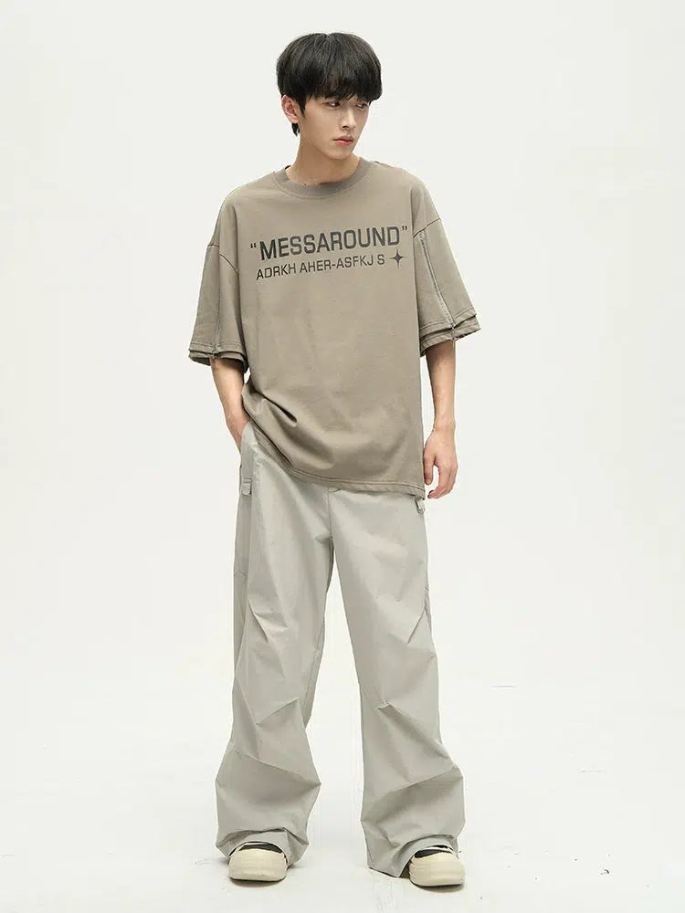 Wide-leg Straight-leg Nylon Pants