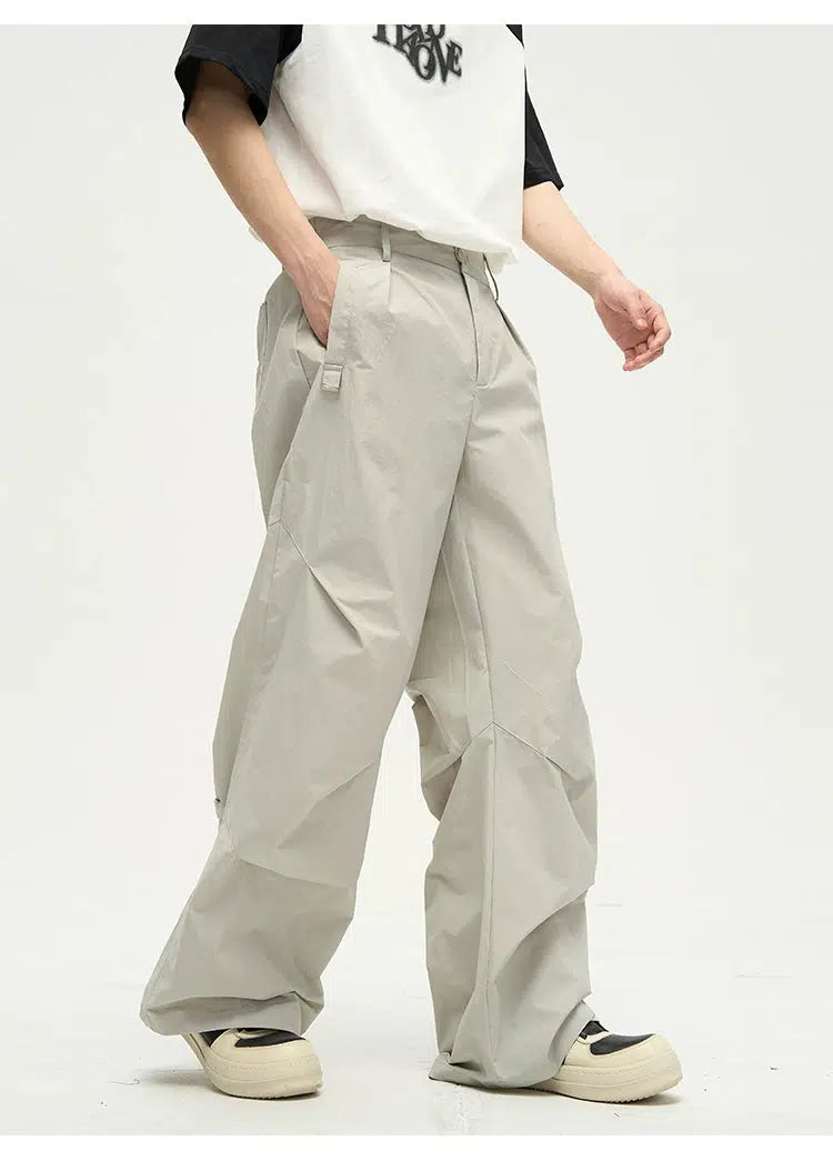 Wide-leg Straight-leg Nylon Pants