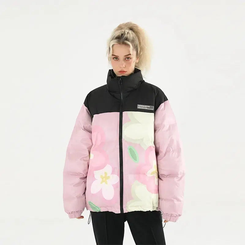 Wildflower Print Cotton Padded Jacket