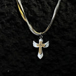 Winged Cross Pendant Necklace