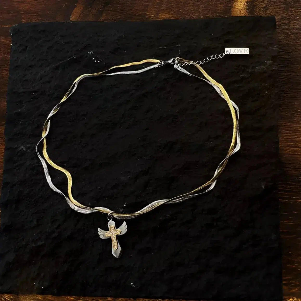 Winged Cross Pendant Necklace