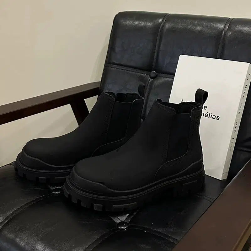 Winter Black Leather Boots