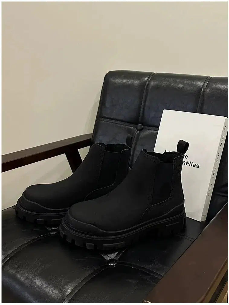 Winter Black Leather Boots