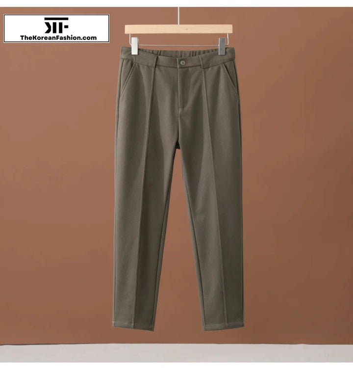 Winter Woolen Elastic Waist Suit Pants