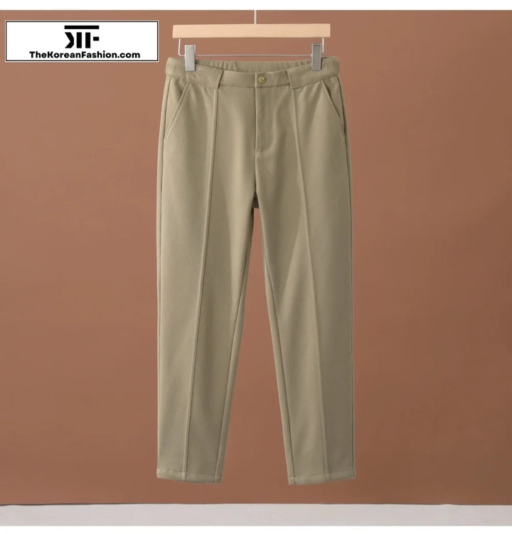 Winter Woolen Elastic Waist Suit Pants