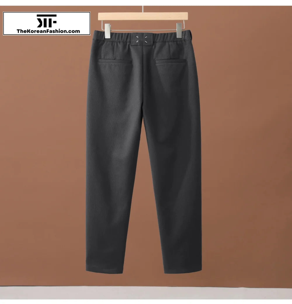 Winter Woolen Elastic Waist Suit Pants