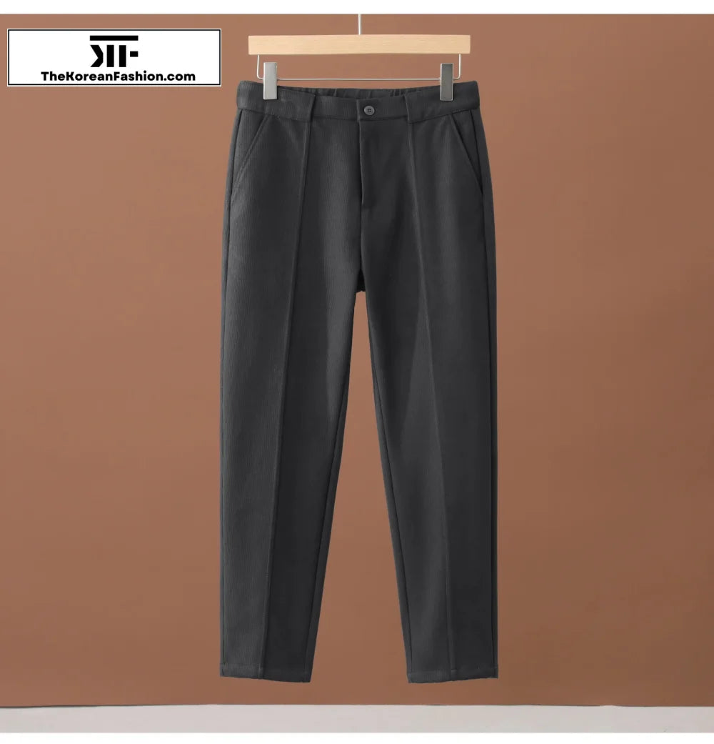 Winter Woolen Elastic Waist Suit Pants