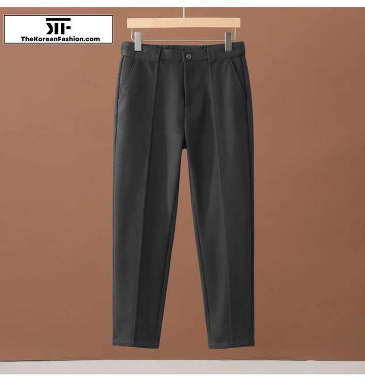Winter Woolen Elastic Waist Suit Pants