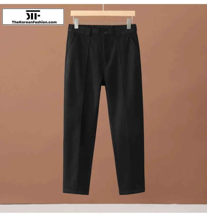 Winter Woolen Elastic Waist Suit Pants