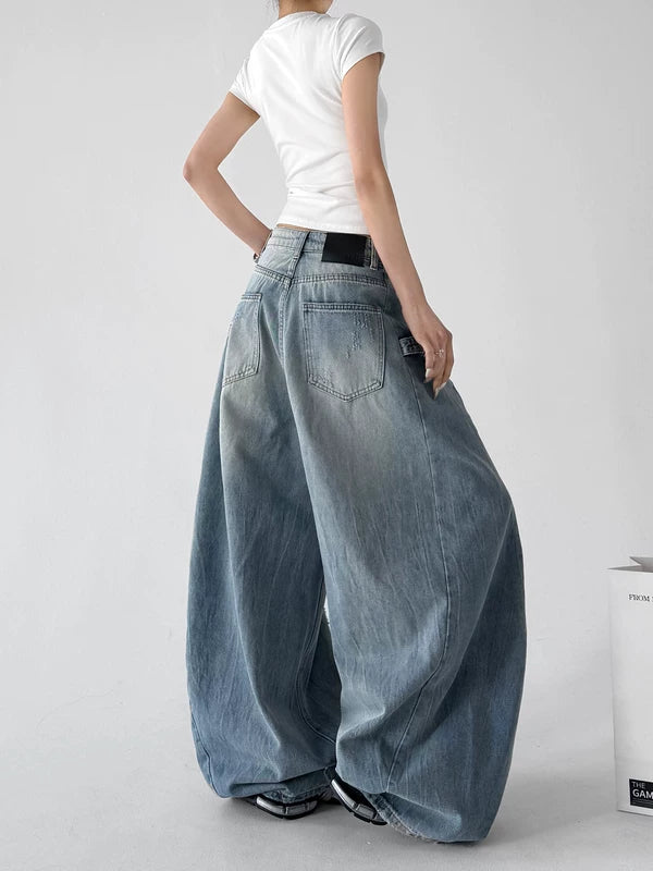 High Waisted Wide Leg Denim Pants 4