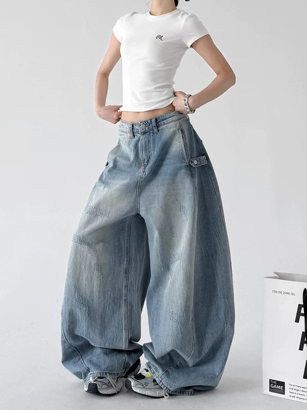 High Waisted Wide Leg Denim Pants 5