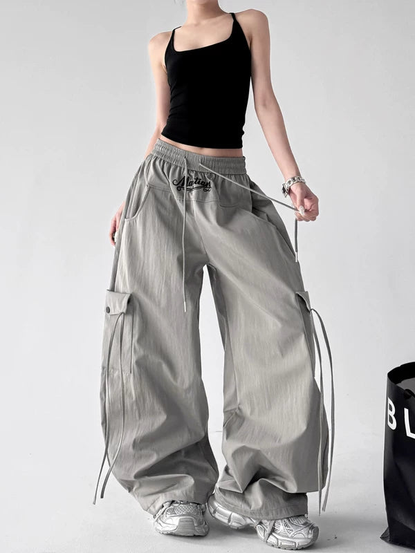 High Waisted Wide Leg Cargo Pants 2