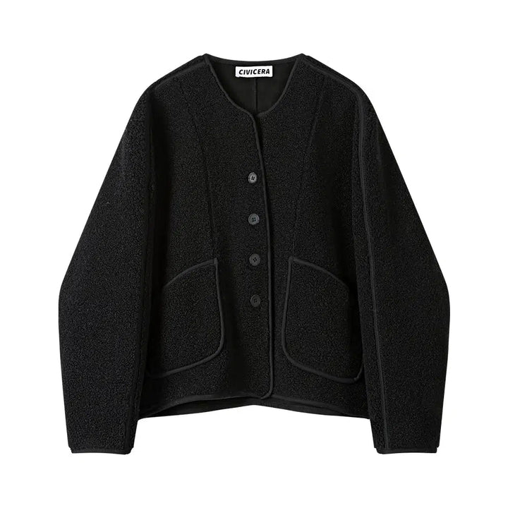 Button-Front Textured Coat