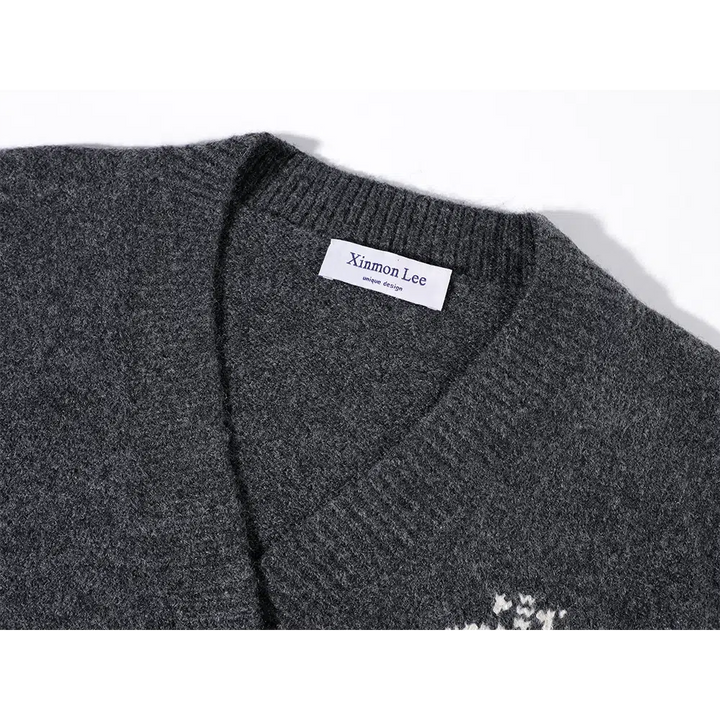 Embroidery Knit Cardigan Sweater
