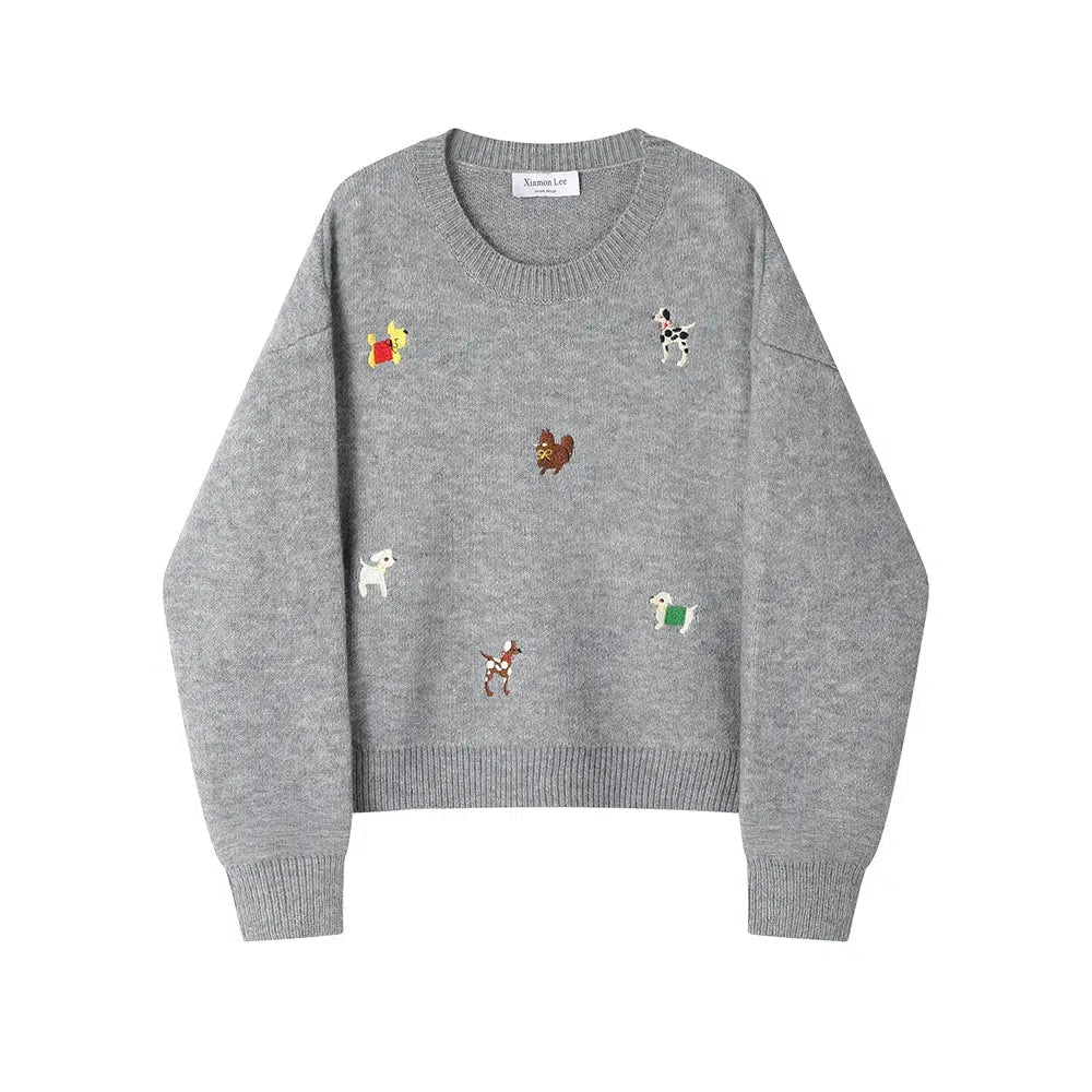 Dog Embroidery Knitwear Sweater