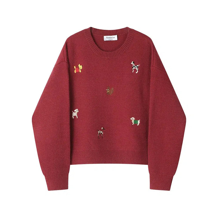 Dog Embroidery Knitwear Sweater