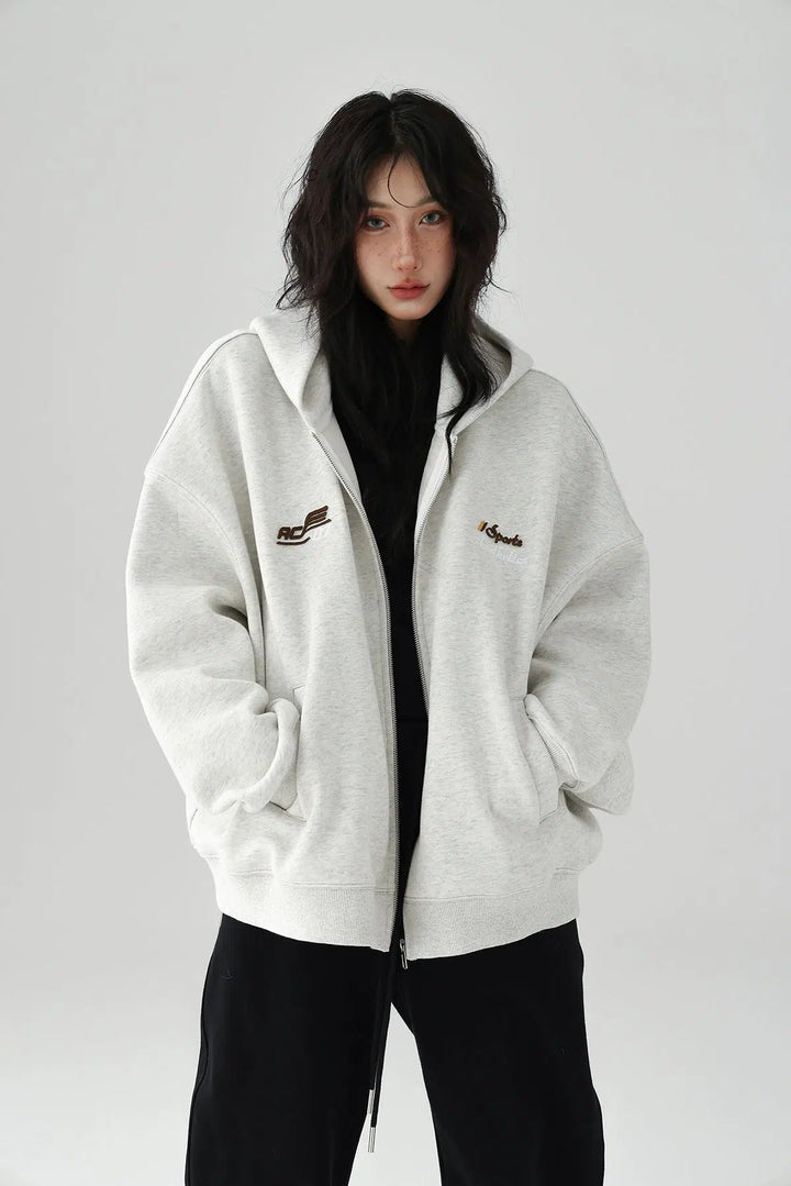 Pockets Zip-Up Hooded Jacket