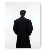 Wool Shoulder Pad Long Windbreaker