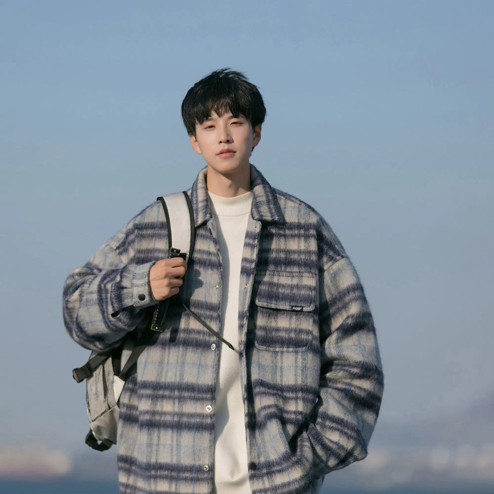Patterned Design Wool Coat