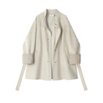 Plaid Cuffs Hooded Wool Coat