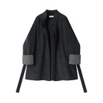 Plaid Cuffs Hooded Wool Coat