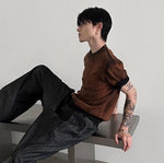 Woolen Gradient Short Sleeve Knit T-shirt