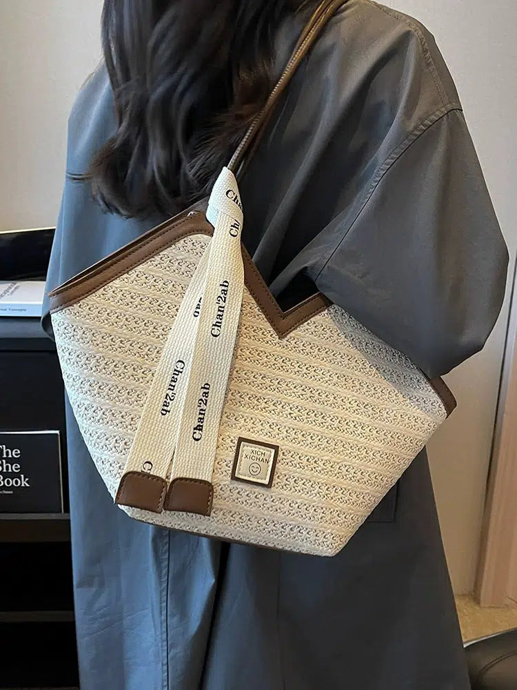 Woven Canvas Logo Strap Shoulder Bag