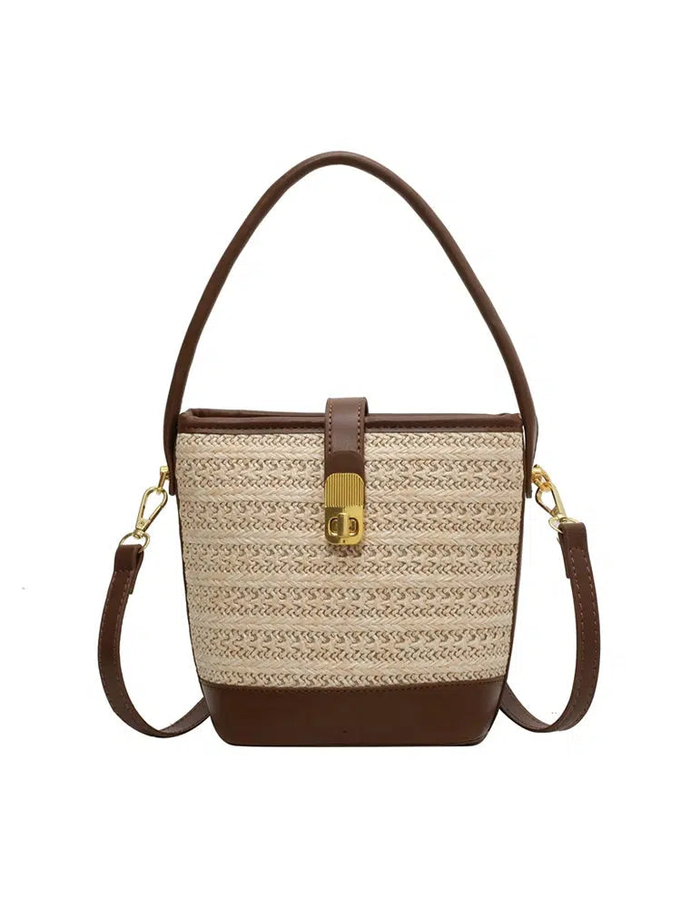 Woven Leather Bucket Bag