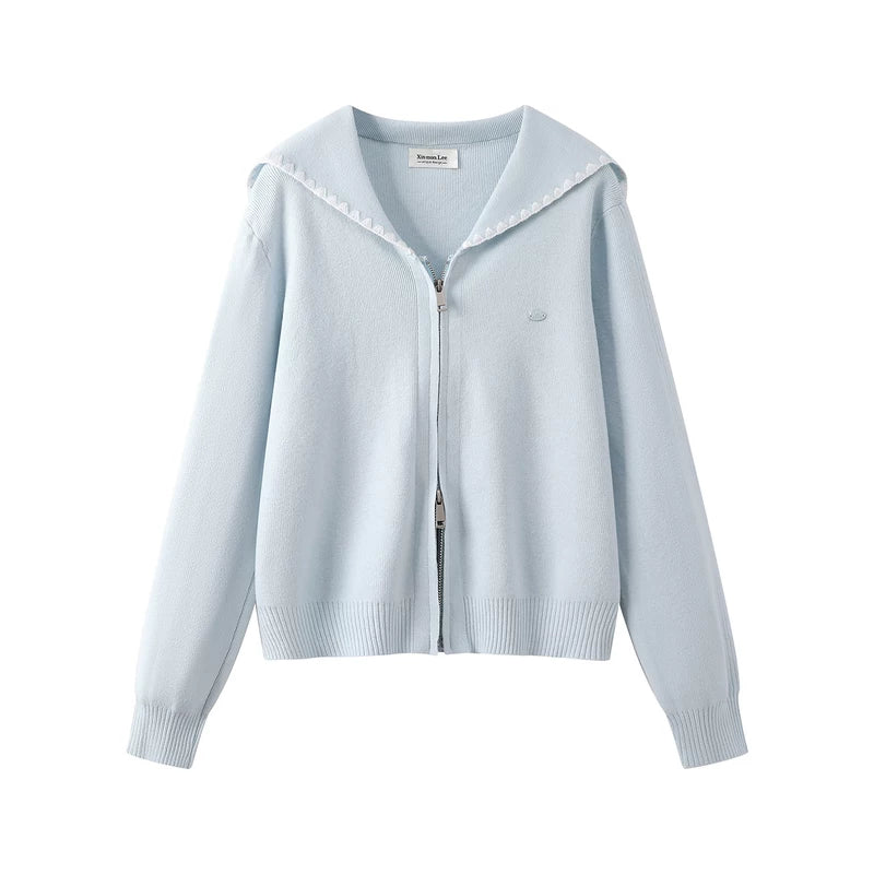 496298:28338,6021422429120,496298:28338,6021422429121,6021422429120,6021422429121, Zip Front Knit Hoodie Sweatshirt