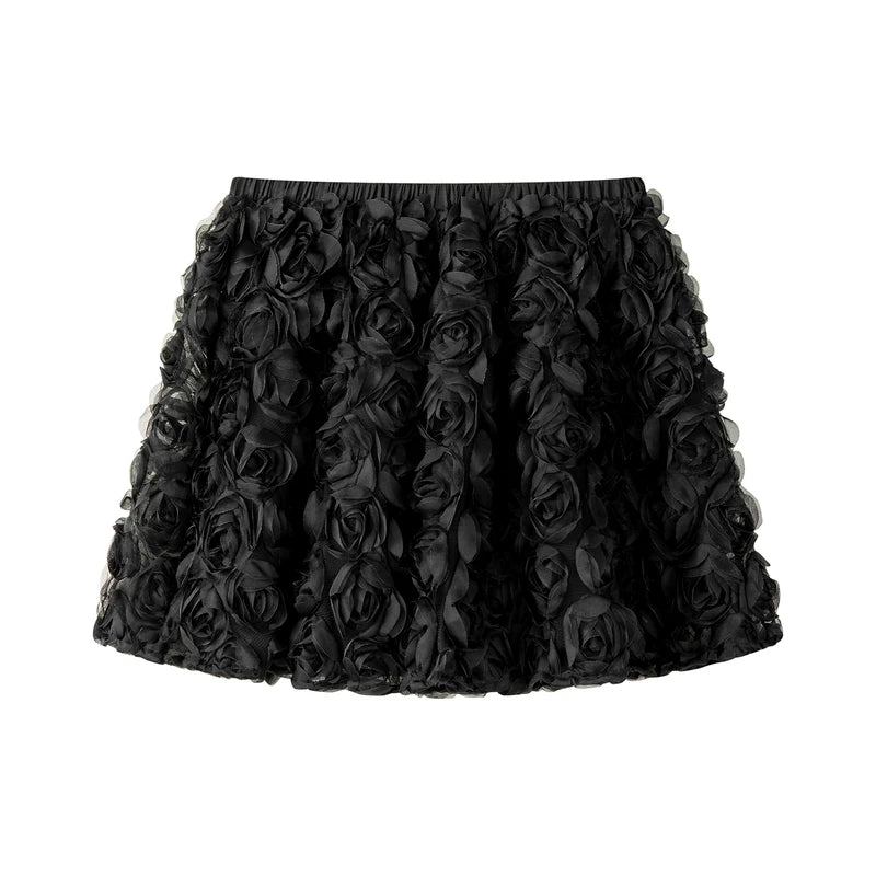 28745:28341,6170109478208,28745:28341,6170109478209,6170109478208,6170109478209, 3D Rose Mesh A-Line Mini Skirt