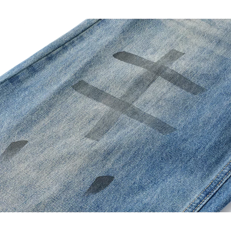 Casual Retro Graffiti Wide-Leg Jeans Pants 4