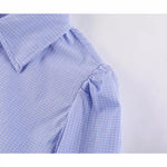 Plaid Tie Neck Button-Up Shirt Blouse 3