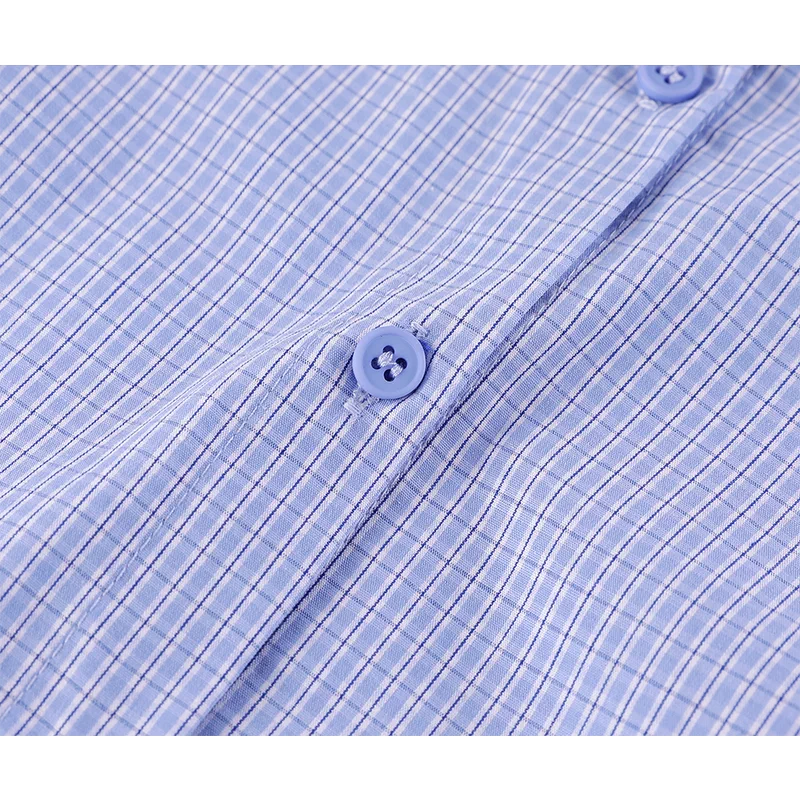 Plaid Tie Neck Button-Up Shirt Blouse 4