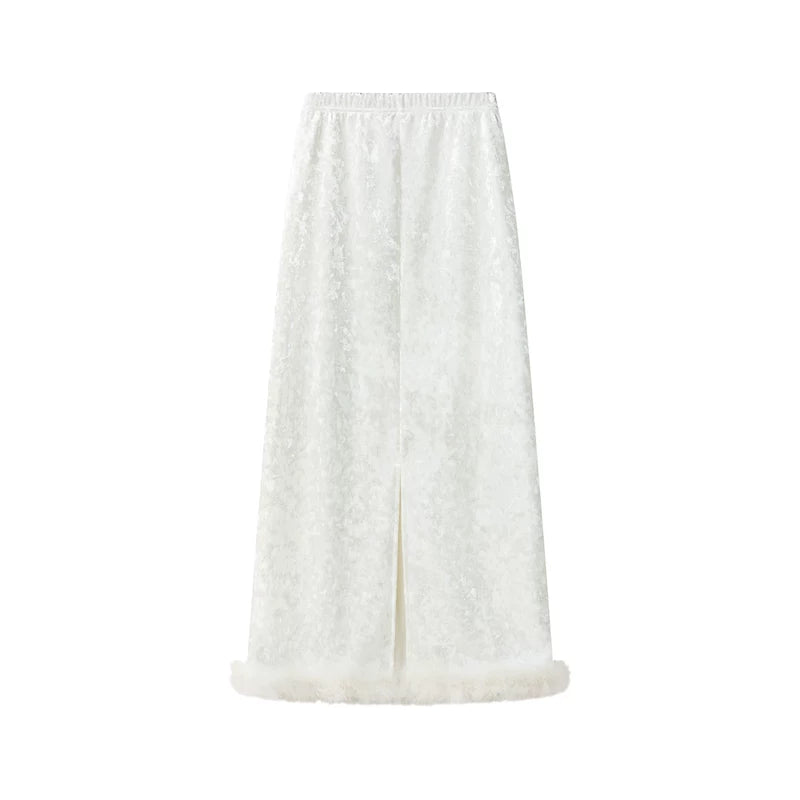 Velvet Midi Skirt with Fleece Lining 2