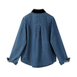Bow Tie Denim Shirt with Contrast Collar 2