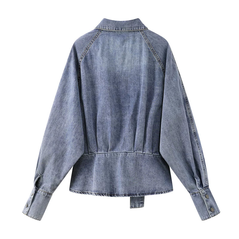 Belted Button-Down Denim Jacket 2