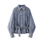 6191985998526,6191985998527, Belted Button-Down Denim Jacket