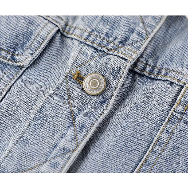 Oversized Denim Jacket with Contrast Collar 4