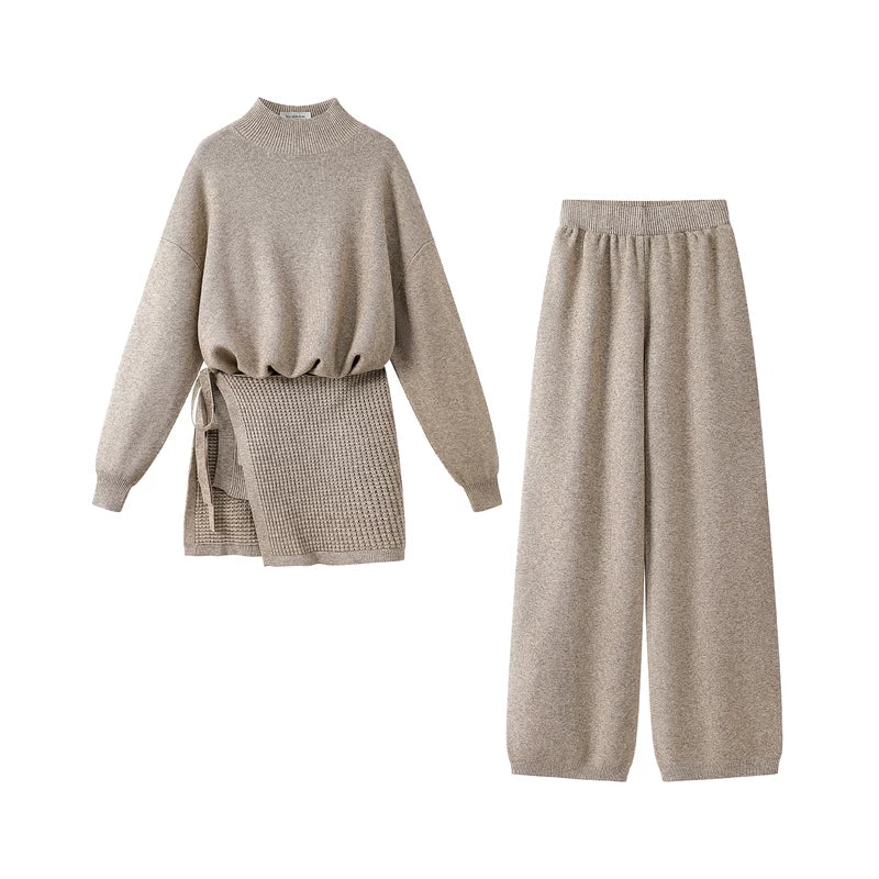 1627207:3309937,6004961497121,1627207:3309937,6004961497120,1627207:3309937,6004961497119,6004961497121,6004961497120,6004961497119, Knit Sweater and Pants Tie-Waist Set